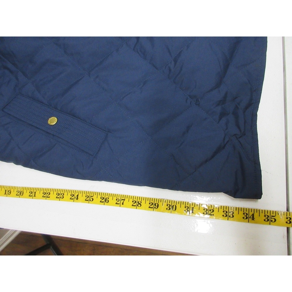 LL Bean Jacket Womens 2X Quilted Hooded Mid Length Pockets Outdoor Full Zip Blue - Picture 10 of 12